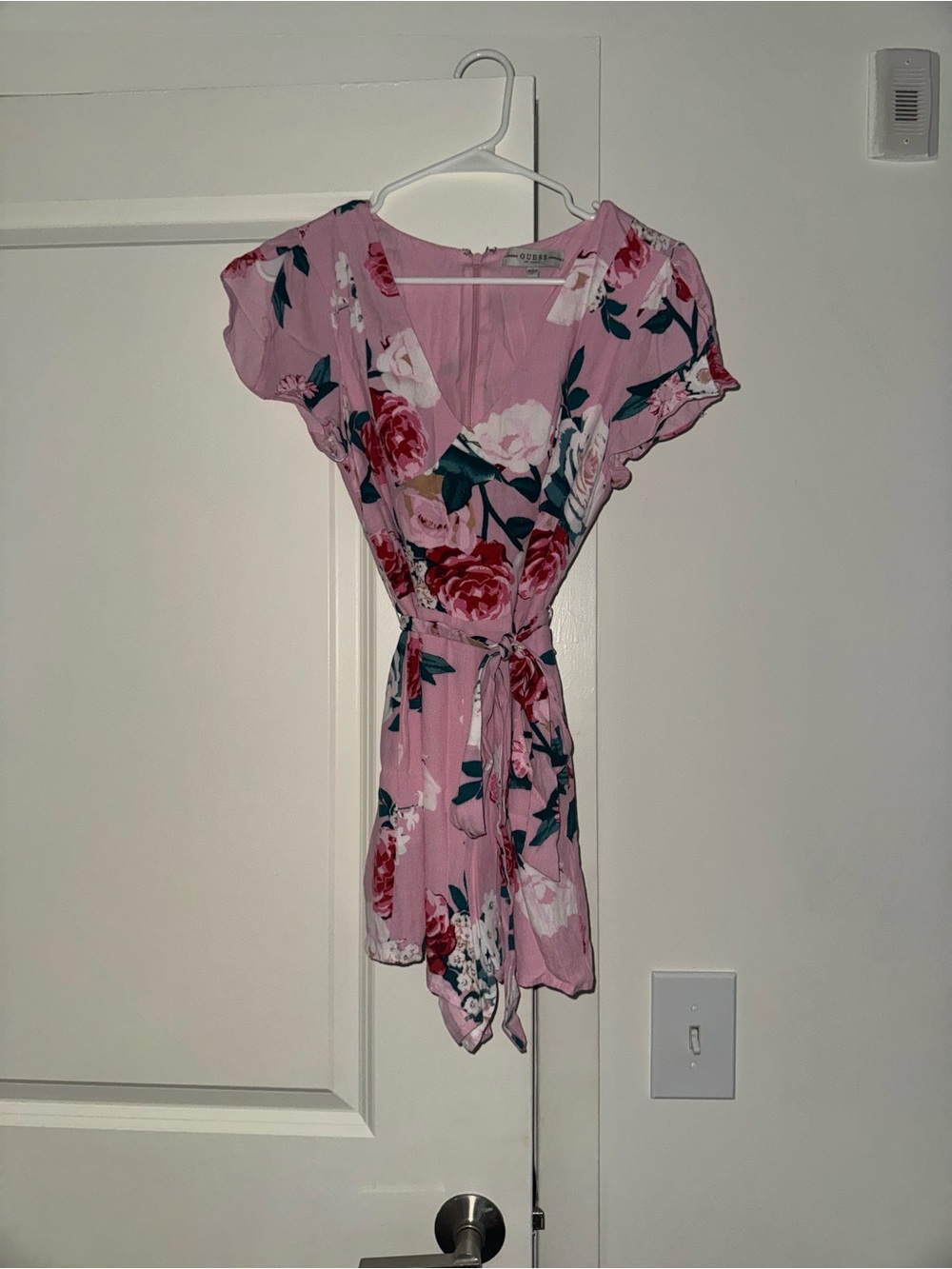 Guess Pink Floral Wrap Romper